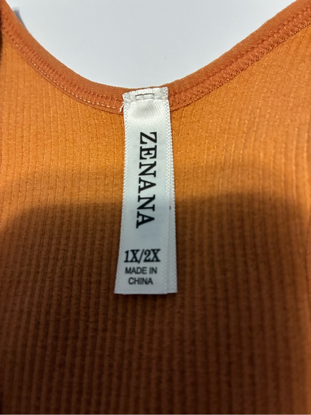 Zenana Cropped Ribbed Tank Top - Rust Orange - Picture 2 of 3